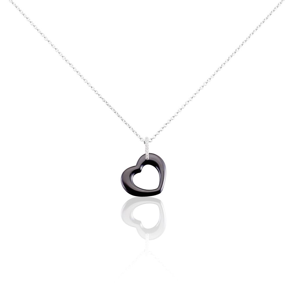 Collier Elodie Argent Blanc Oxyde De Zirconium Et Céramique - Colliers Coeur Femme | Histoire d’Or