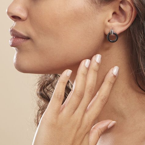 Boucles D'oreilles Pendantes Bertillianne Argent  Céramique Et Oxyde - Boucles d'oreilles fantaisie Femme | Histoire d’Or