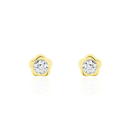 Boucles D'oreilles Puces Eleanor Fleur 0 Or Jaune Strass - Clous d'oreilles Femme | Histoire d’Or