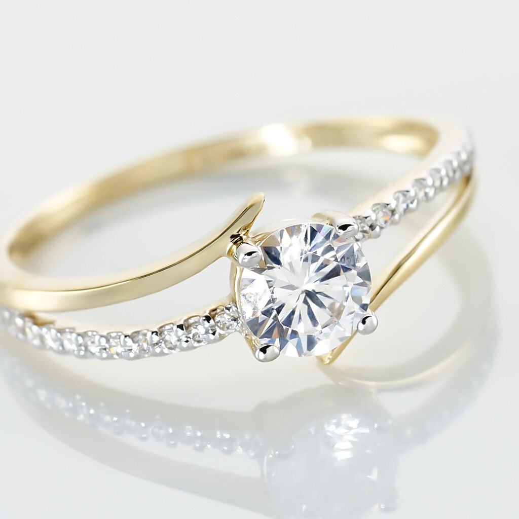 Bague Solitaire Abelia Or Jaune Oxyde De Zirconium - Bagues solitaires Femme | Histoire d’Or