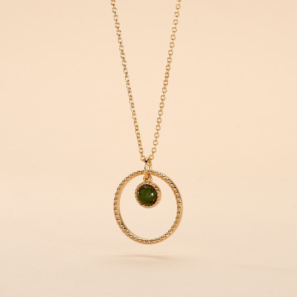 Collier Amalthea Plaqu&eacute; Or Dor&eacute; Aventurine Vert - Colliers fantaisie Femme | Histoire d&rsquo;Or