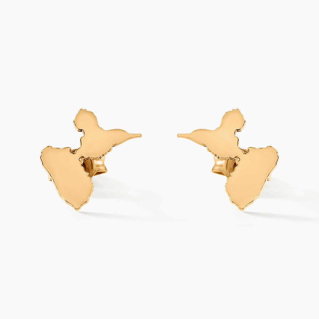 Boucles D'oreilles Puces Guadeloupe Plaqué Or 750/000 - Sans Nickel, Neuf Avec étiquettes, Petugons