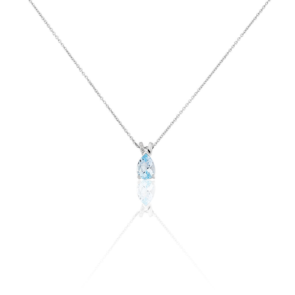 Collier Teresa Or Blanc Topaze Et Diamant - Colliers Femme | Histoire d&rsquo;Or