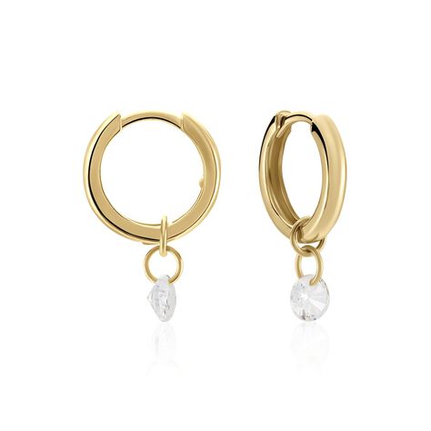 Créoles Plaqué Or Pauw Pampilles Oxydes De Zirconium - Boucles d'oreilles créoles Femme | Histoire d’Or