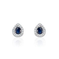 Boucles D'oreilles Puces Or Blanc Elheme Saphir