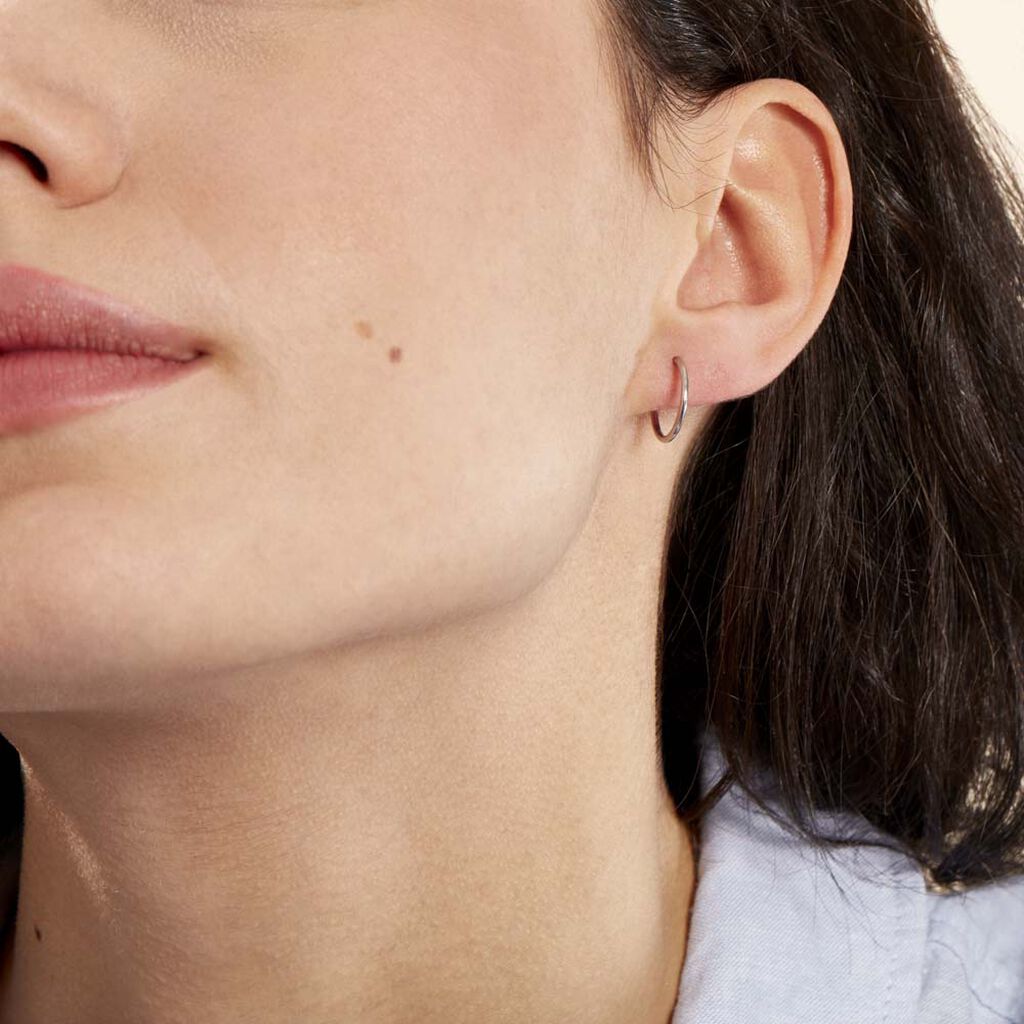 Créoles Dominae Or Blanc - Boucles d'oreilles créoles Femme | Histoire d’Or