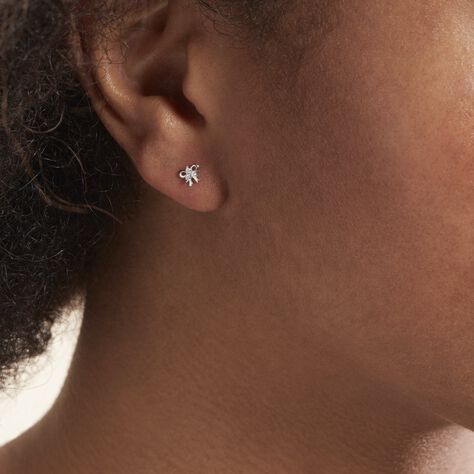 Boucles D'oreilles Puces Darina Noeud Or Blanc Oxyde De Zirconium - Clous d'oreilles Femme | Histoire d’Or