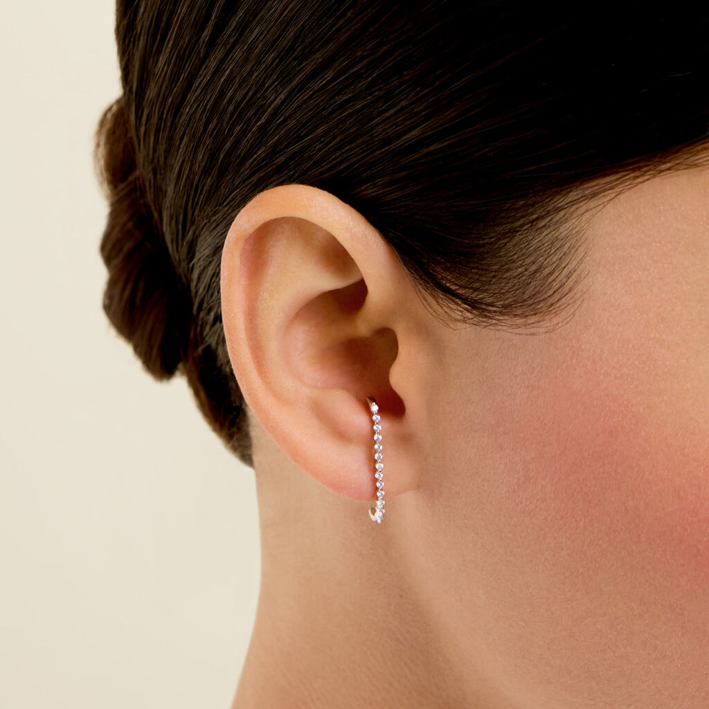 Bijoux D'Oreilles Magma Argent Blanc Oxyde De Zirconium - Boucles d'oreilles empierr&eacute;es Femme | Histoire d&rsquo;Or