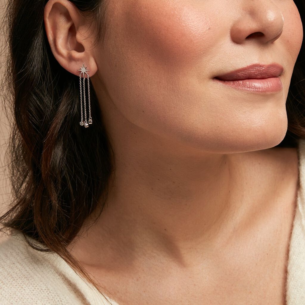 Boucles D'oreilles Pendantes Clarence Argent Blanc Oxyde De Zirconium - Boucles d'oreilles fantaisie Femme | Histoire d’Or