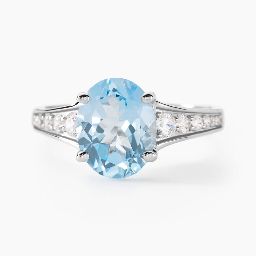 Bague Marie-camille Or Blanc Topaze Et Oxyde De Zirconium - Bagues solitaires Femme | Histoire d&rsquo;Or