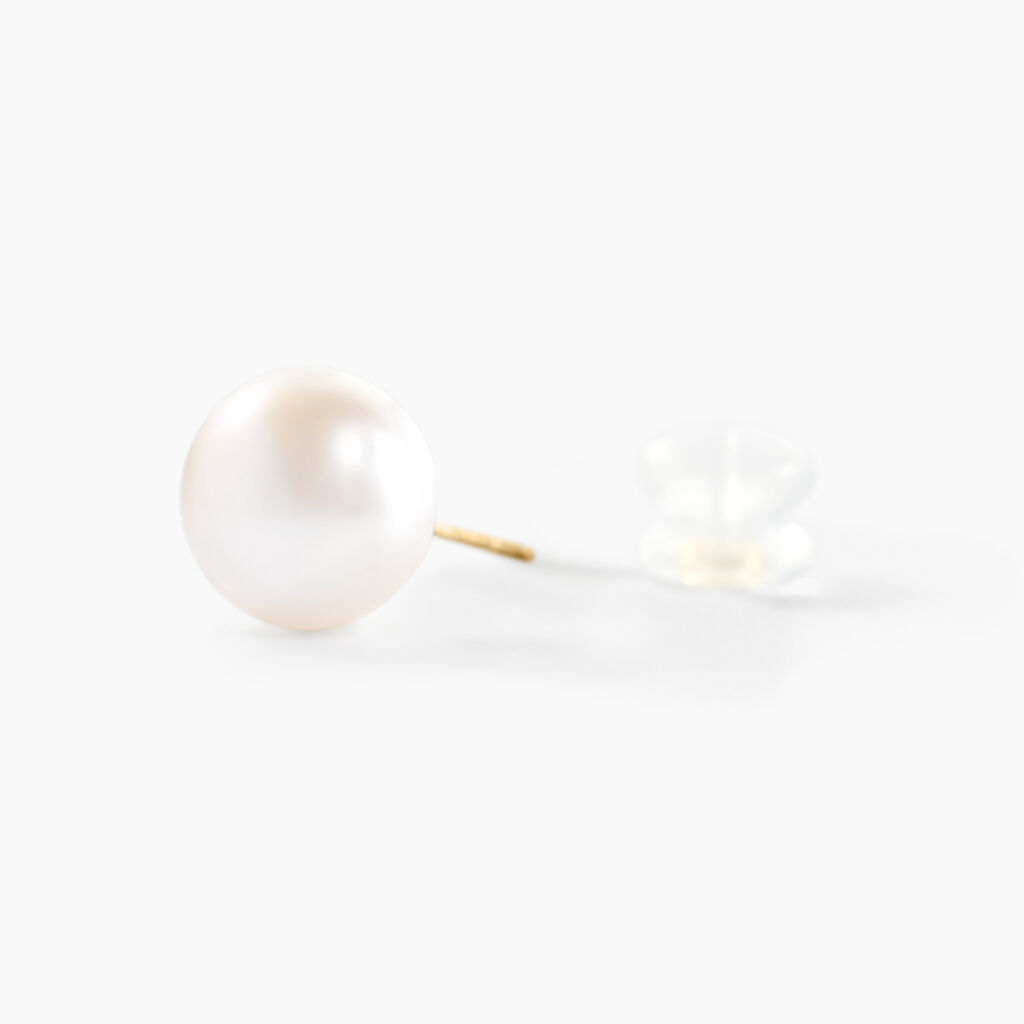 Boucles D'oreilles Puces Kesya Nacres Bouton Or Jaune Perle De Culture - Clous d'oreilles Femme | Histoire d’Or