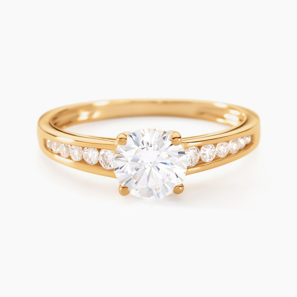 Bague Solitaire Or Jaune Oxyde De Zirconium - Bagues solitaires Femme | Histoire d&rsquo;Or