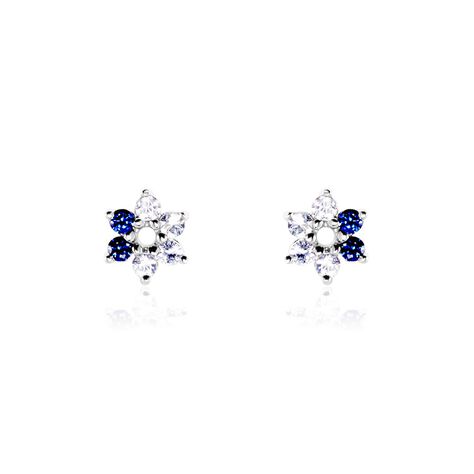 Boucles D'oreilles Puces Pavel Argent Blanc Oxyde De Zirconium - Boucles d'oreilles fantaisie Femme | Histoire d’Or