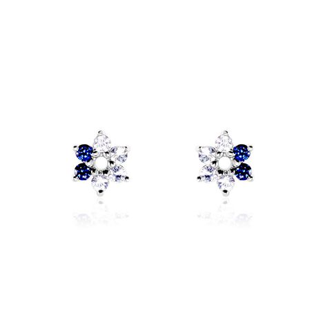 Boucles D'oreilles Puces Pavel Argent Blanc Oxyde De Zirconium - Boucles d'oreilles fantaisie Femme | Histoire d’Or