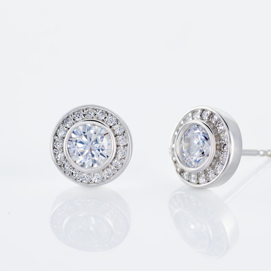 Boucles D'oreilles Puces Marquise Argent Blanc Oxyde De Zirconium - Boucles d'oreilles fantaisie Femme | Histoire d&rsquo;Or