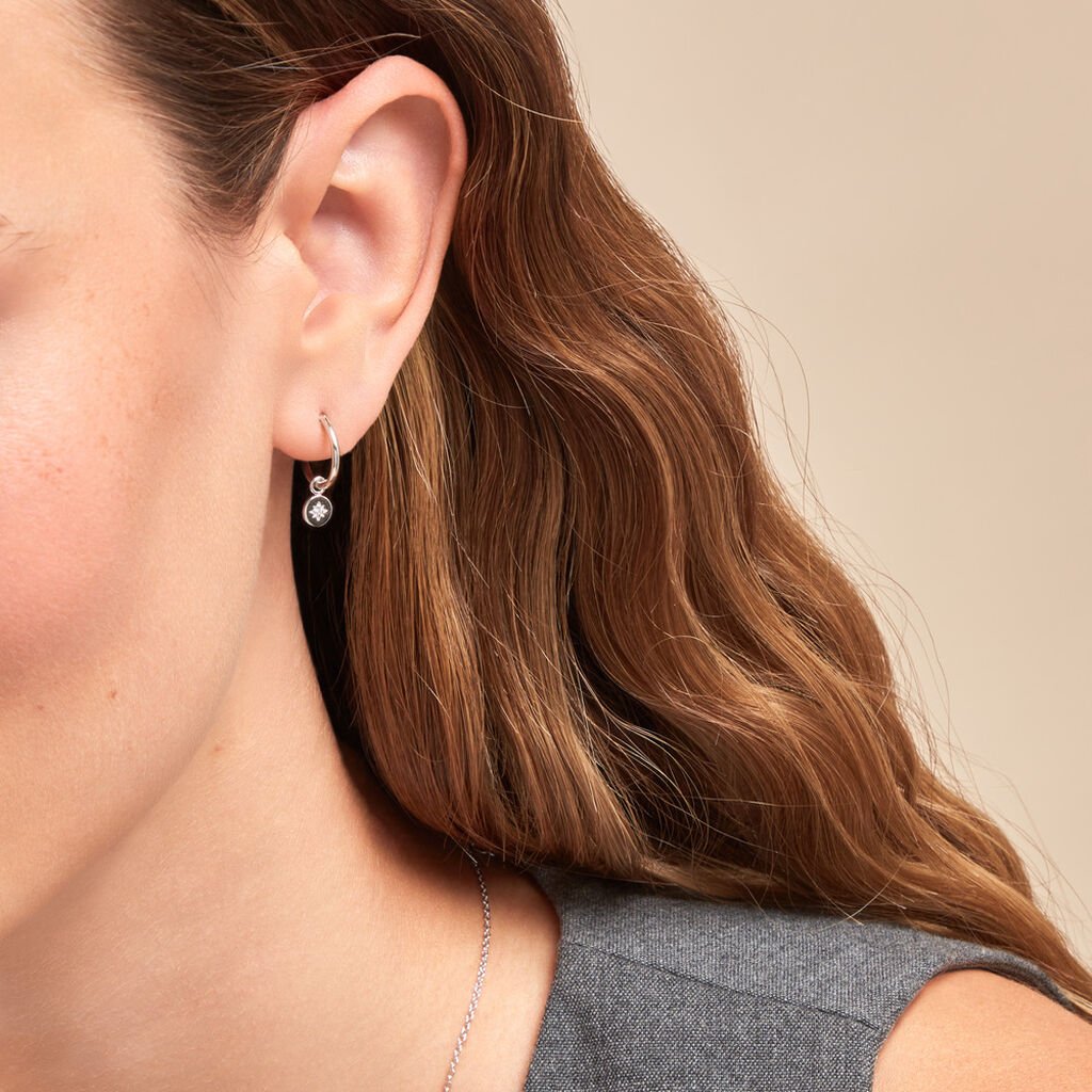 Créoles Rhoda Argent Blanc Oxyde De Zirconium - Boucles d'oreilles créoles Femme | Histoire d’Or