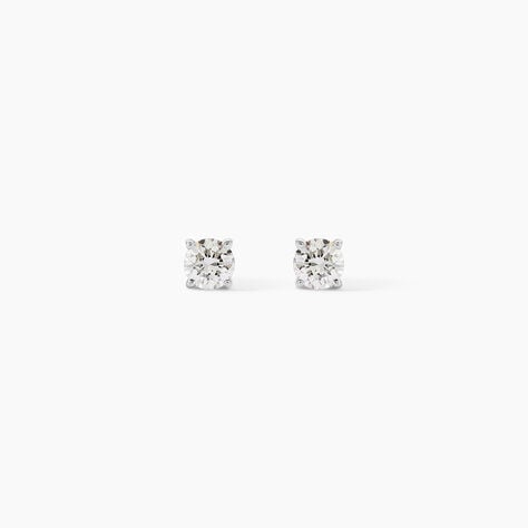 Boucles D'Oreilles Puces One Or Blanc Diamants - Boucles d'oreilles pierres pr&eacute;cieuses Femme | Histoire d&rsquo;Or