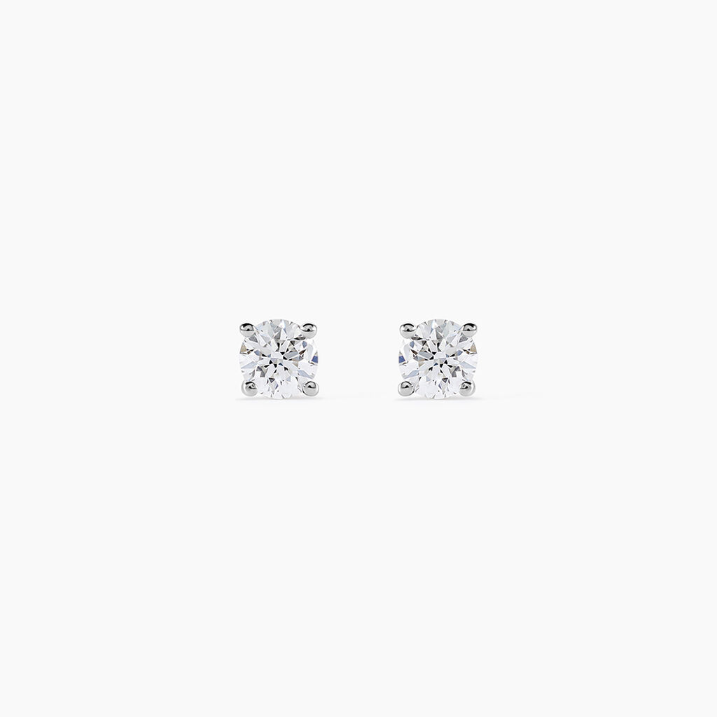 Boucles D'oreilles Puces One Or Blanc Diamants - Clous d'oreilles Homme | Histoire d&rsquo;Or