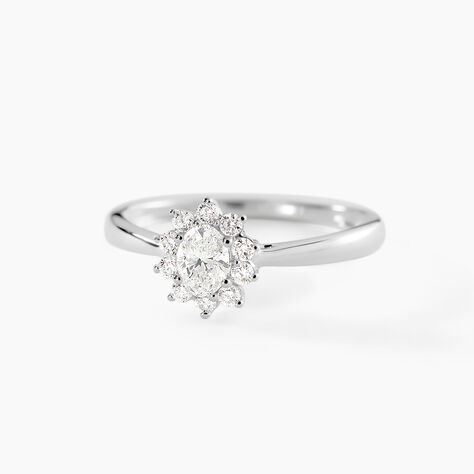 Bague Or Blanc Mysie Diamants Synth&eacute;tiques - Bagues solitaires Femme | Histoire d&rsquo;Or