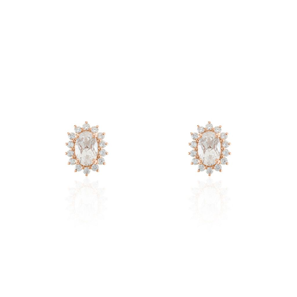 Boucles D'oreilles Puces Or Rose Monty Morganite