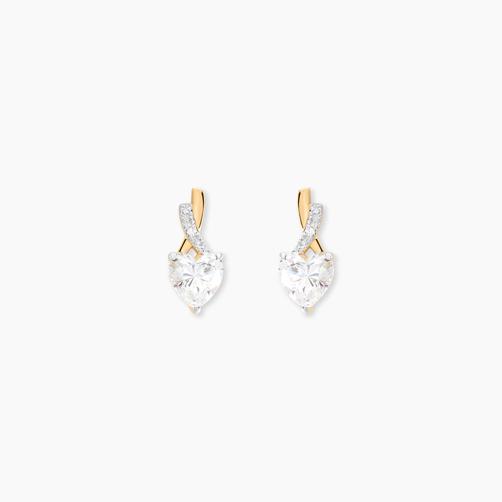 Boucles D'oreilles Puces Clothilde Or Jaune Oxyde De Zirconium - Clous d'oreilles Femme | Histoire d’Or