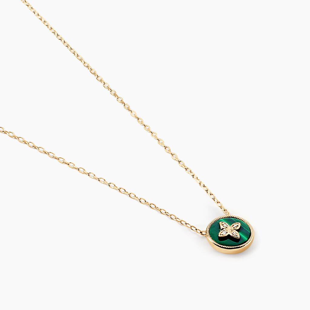 Collier Talisman Or Jaune Malachite Diamant - Colliers Femme | Histoire d&rsquo;Or