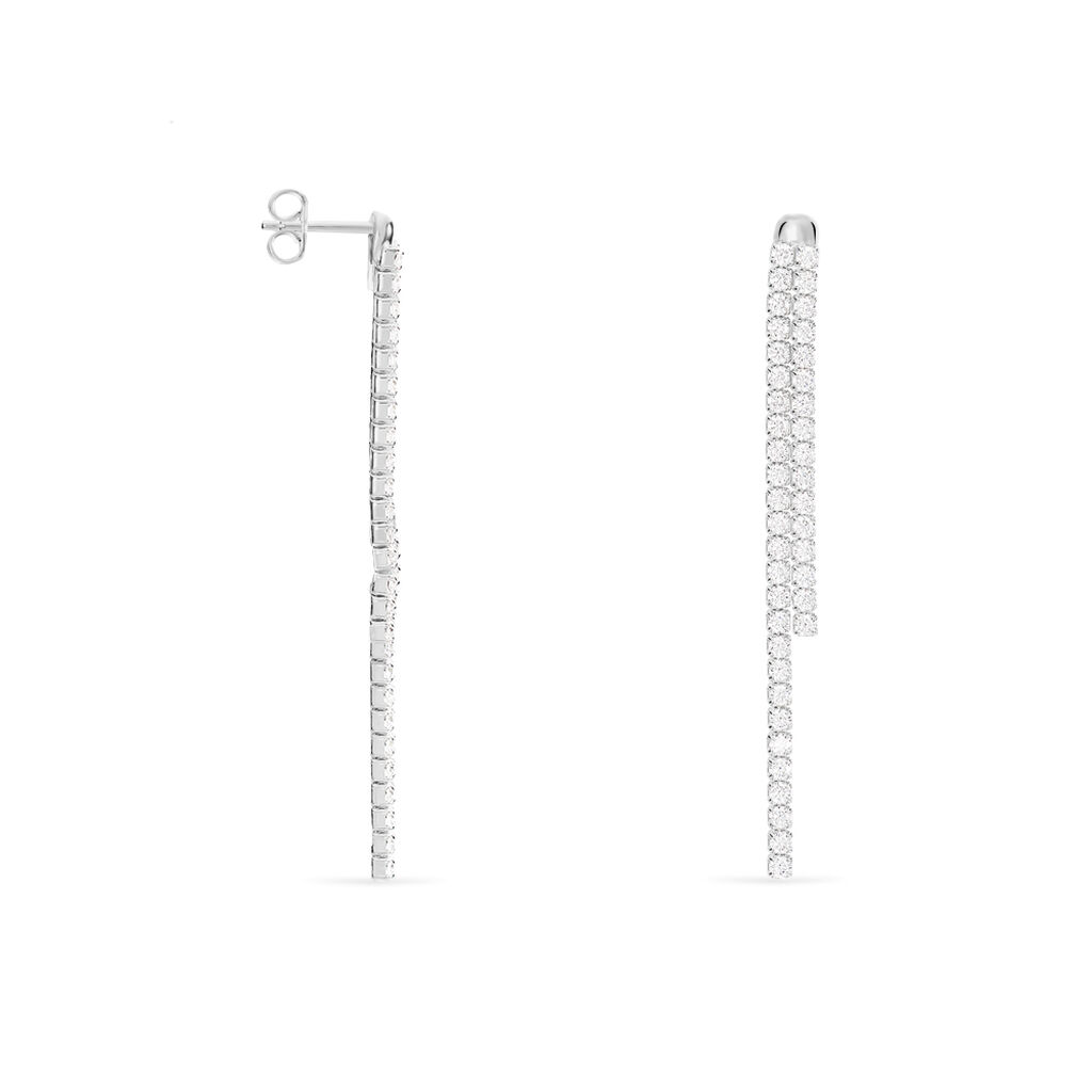 Boucles D'oreilles Pendantes Louanne Argent Blanc Oxyde De Zirconium - Boucles d'oreilles pendantes Femme | Histoire d’Or