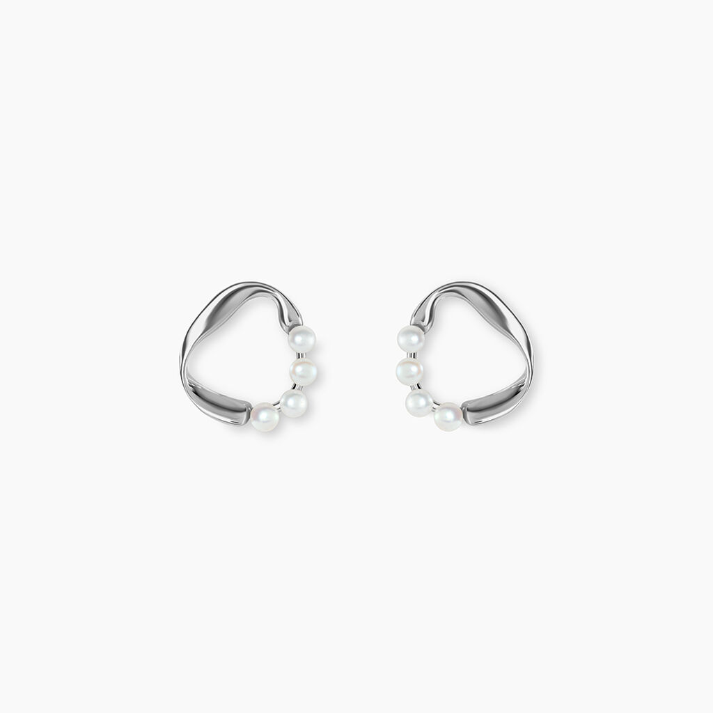 Boucles D'Oreilles Puces Ecume Argent Blanc Perle De Culture - Boucles d'oreilles fantaisie Femme | Histoire d&rsquo;Or