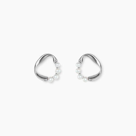 Boucles D'Oreilles Puces Ecume Argent Blanc Perle De Culture - Boucles d'oreilles fantaisie Femme | Histoire d&rsquo;Or