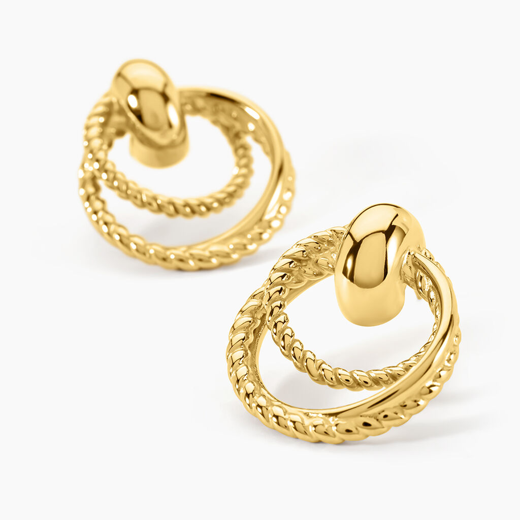 Boucles D'Oreilles Puces Doria Acier Jaune - Boucles d'oreilles fantaisie Femme | Histoire d&rsquo;Or