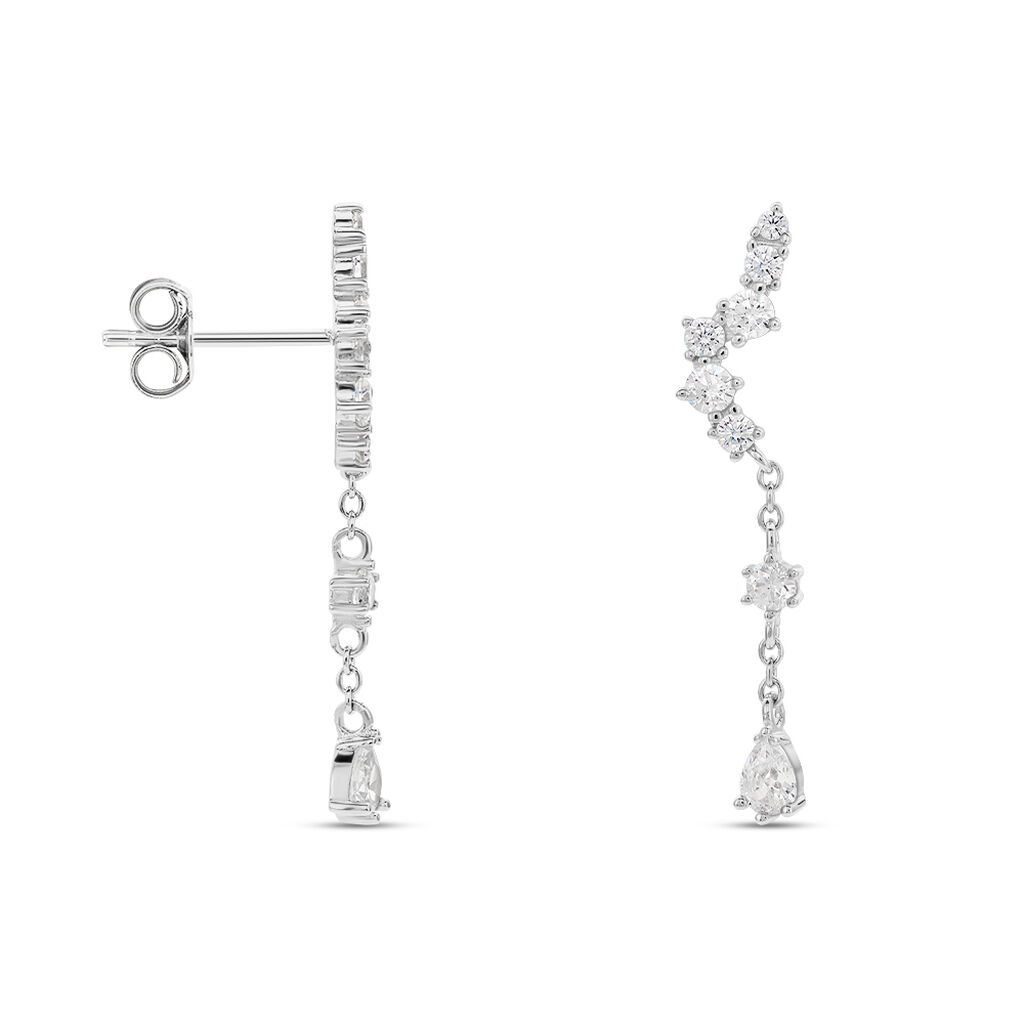 Boucles D'oreilles Pendantes Lir Argent Blanc Oxyde De Zirconium - Boucles d'oreilles fantaisie Femme | Histoire d’Or