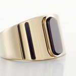 Bague Acier Dor&eacute; Volcanus Agate - Bagues solitaires Femme | Histoire d&rsquo;Or