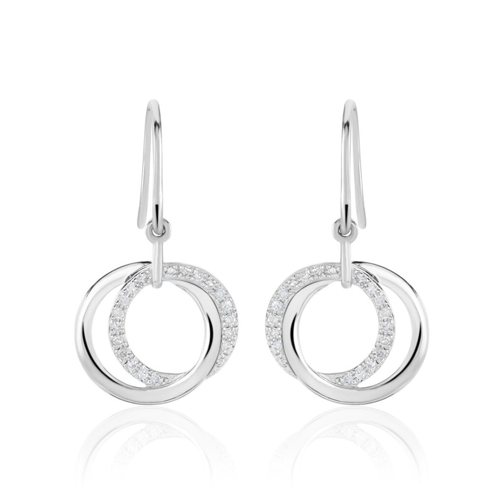 Boucles D'oreilles Pendantes Or Blanc Tresha Diamants - Boucles d'oreilles pendantes Femme | Histoire d’Or