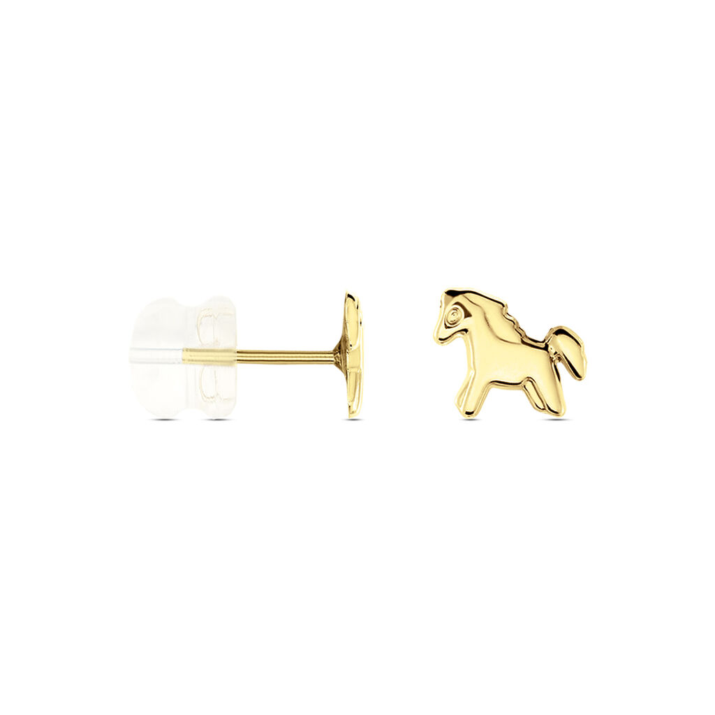 Boucles D'oreilles Puces Freyia Cheval Or Jaune - Clous d'oreilles Enfant | Histoire d’Or