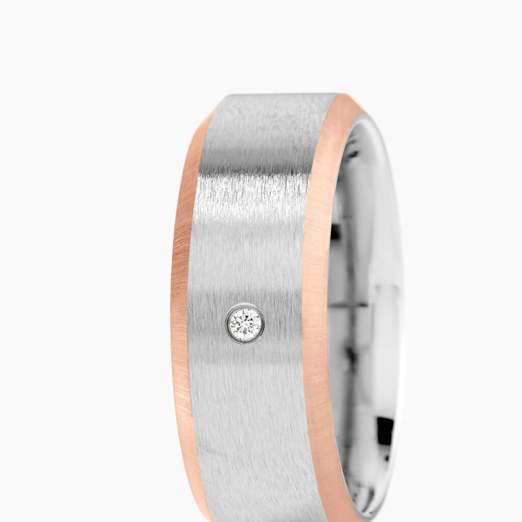Bague M&eacute;tal Acier Diamant Synth&eacute;tique - Bagues avec pierre Homme | Histoire d&rsquo;Or