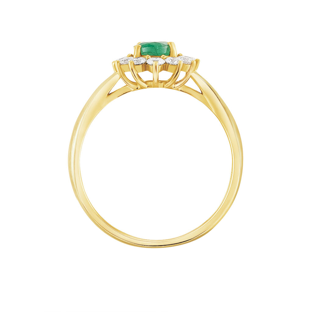 Bague Or Jaune Emeraude Diamants - Bagues solitaires Femme | Histoire d’Or