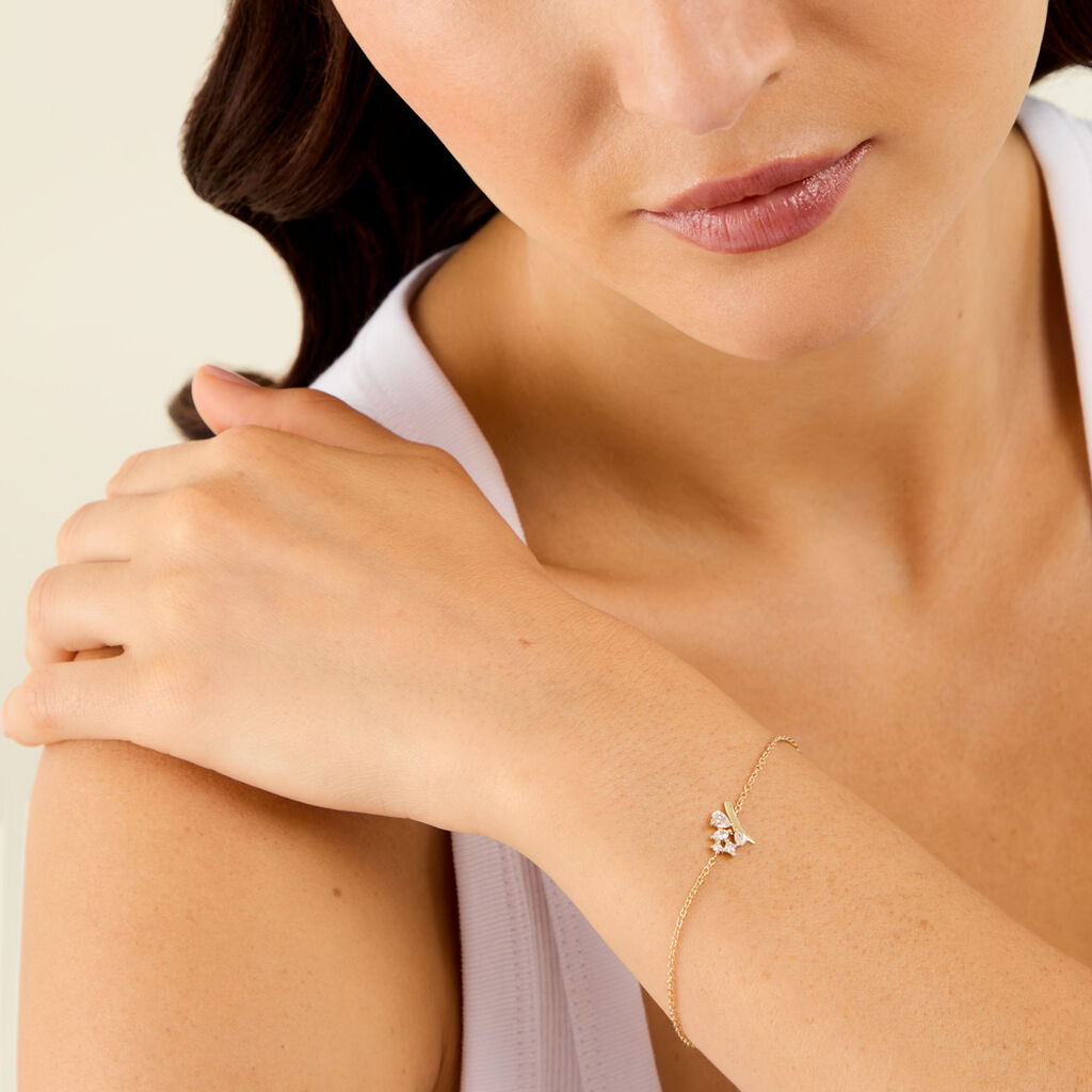 Bracelet Mevena Argent Dor&eacute; A L'Or 750/1000 Oxyde De Zirconium - Bracelets Femme | Histoire d&rsquo;Or
