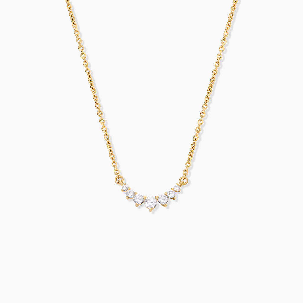 Collier Sparkle Argent Dor&eacute; A L'Or 750/1000 Oxyde De Zirconium - Colliers Femme | Histoire d&rsquo;Or