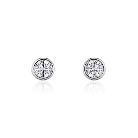 Boucles D'oreilles Puces Or Blanc Agota Diamants - Clous d'oreilles Femme | Histoire d&rsquo;Or