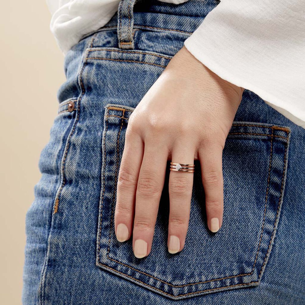 Bague Elsa Or Bicolore Diamant - Bagues avec pierre Femme | Histoire d’Or