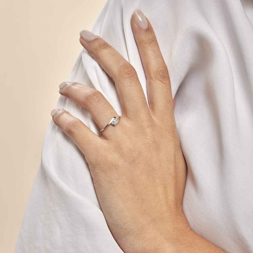 Bague Trilogie Or Blanc Diamant - Bagues avec pierre Femme | Histoire d’Or