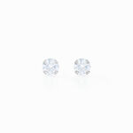 Boucles D'oreilles Puces Eddie Or Blanc Oxyde De Zirconium - Clous d'oreilles Femme | Histoire d&rsquo;Or