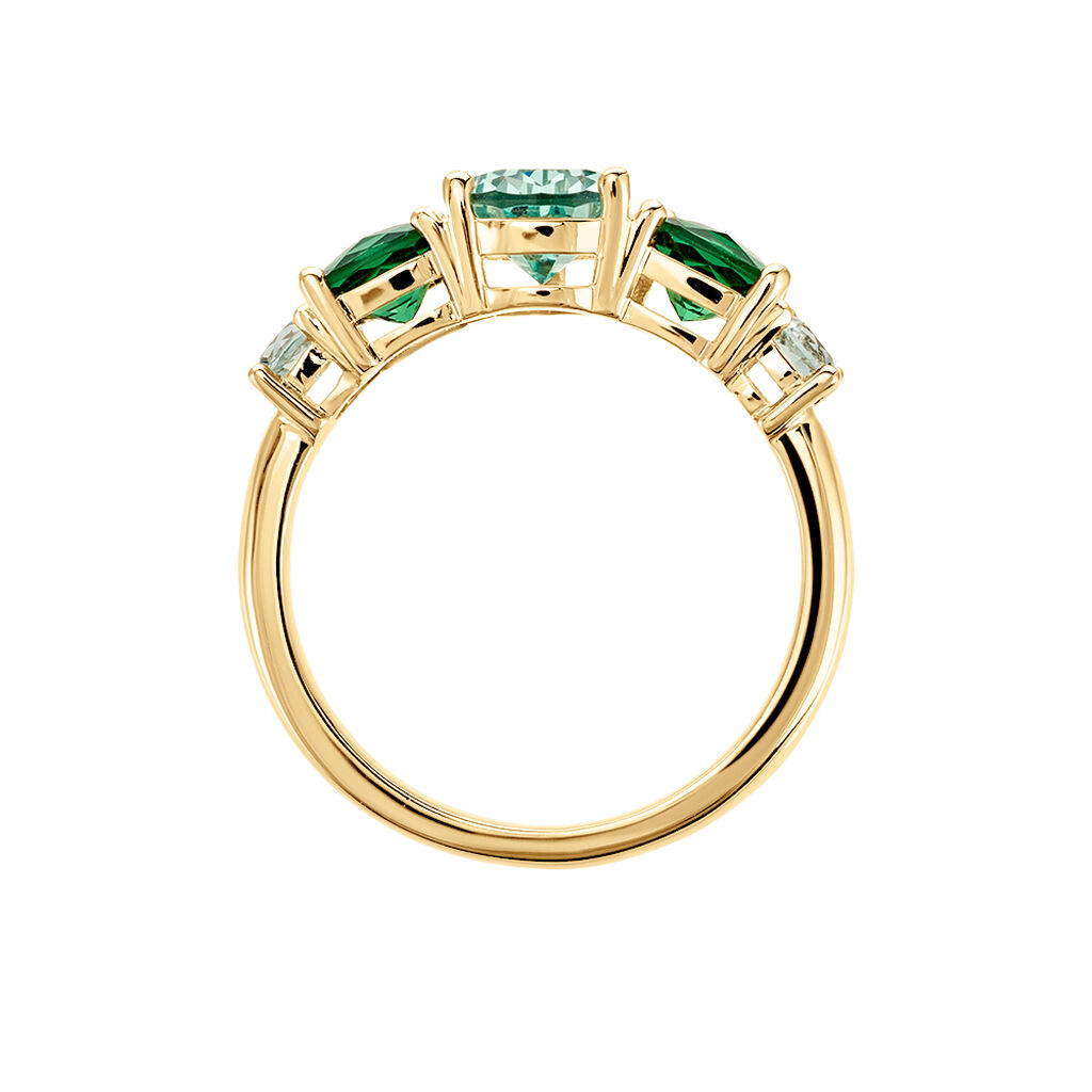 Bague Huffie Plaqu&eacute; Or Jaune Pierre D'imitation - Bagues avec pierre Femme | Histoire d&rsquo;Or