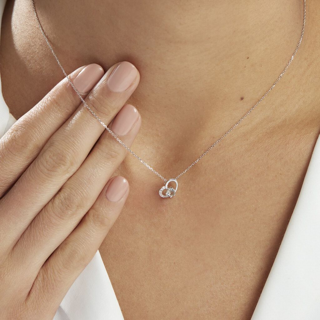 Collier Eliana Or Blanc Topaze Et Oxyde De Zirconium - Colliers Femme | Histoire d’Or