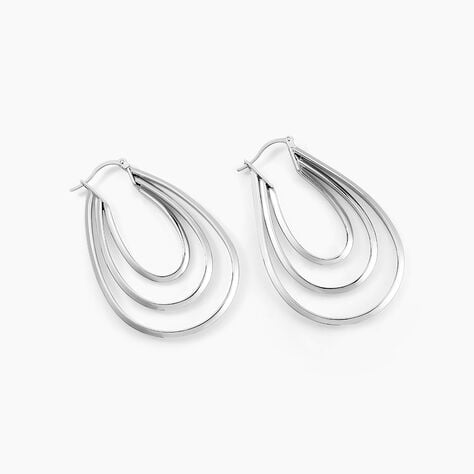 Créoles Aglae Acier Blanc - Boucles d'oreilles créoles Femme | Histoire d’Or