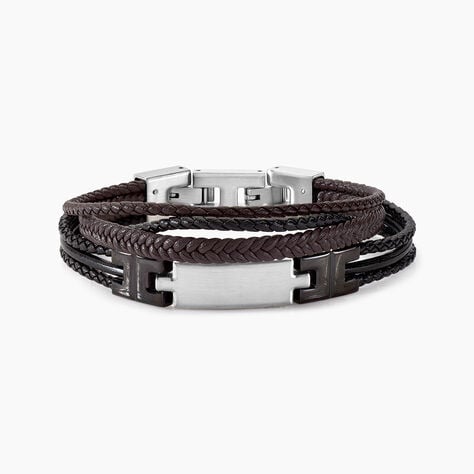 Bracelet Jourdan Thasos Cuir Noir Et Marron - Bracelets Homme | Histoire d&rsquo;Or