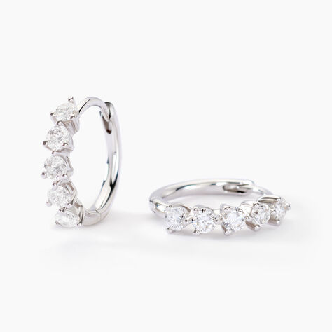 Cr&eacute;oles Katana Or Blanc Diamant Synth&eacute;tique - Boucles d'oreilles cr&eacute;oles Femme | Histoire d&rsquo;Or