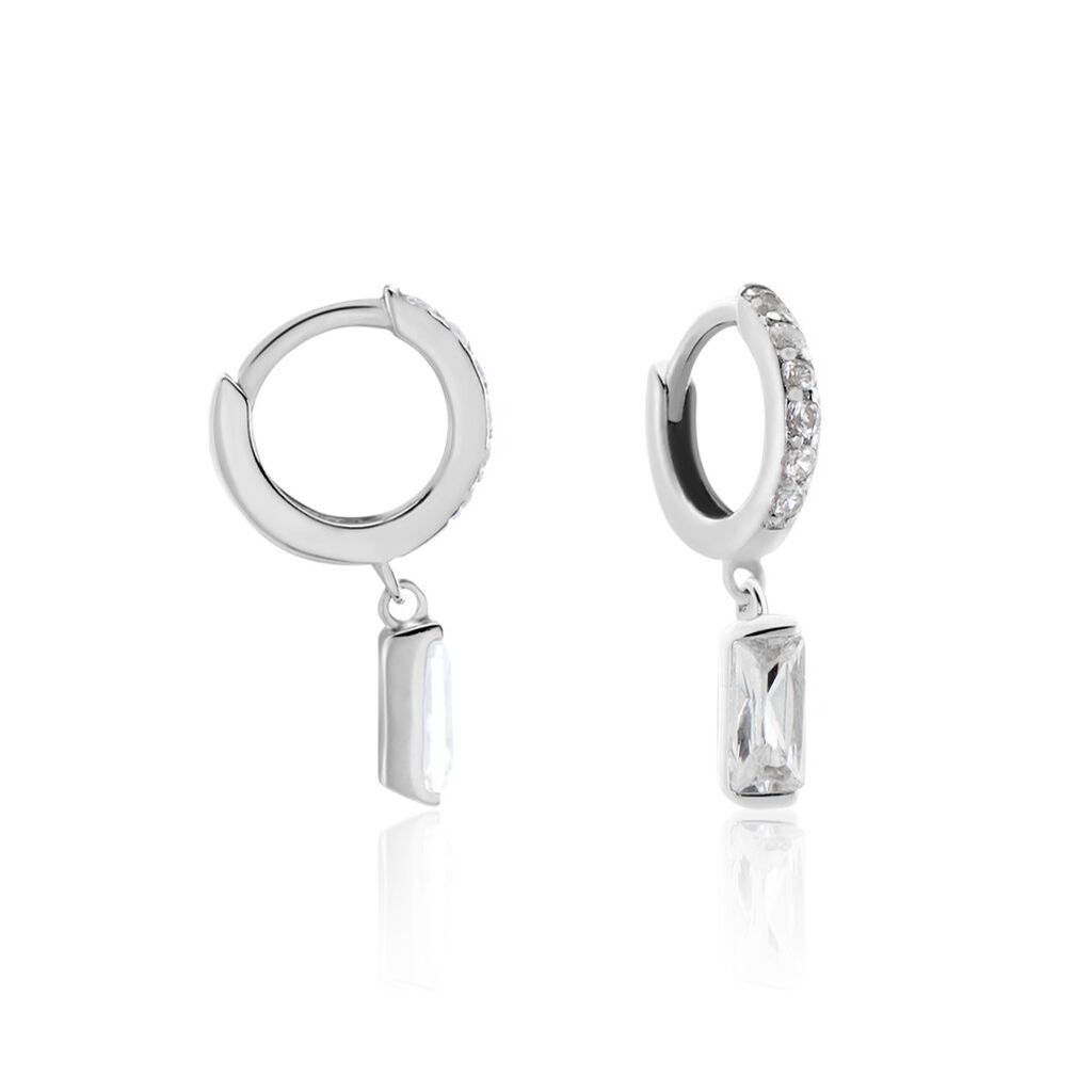 Cr&eacute;oles Argent Blanc Irenion Oxydes De Zirconium - Boucles d'oreilles cr&eacute;oles Femme | Histoire d&rsquo;Or