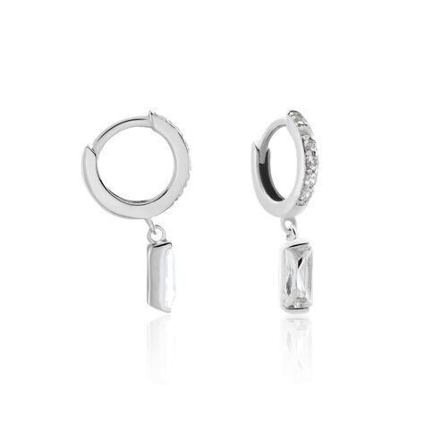 Cr&eacute;oles Argent Blanc Irenion Oxydes De Zirconium - Boucles d'oreilles cr&eacute;oles Femme | Histoire d&rsquo;Or