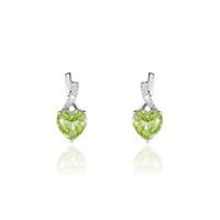 Boucles D'oreilles Puces Or Blanc Clothilde Péridot